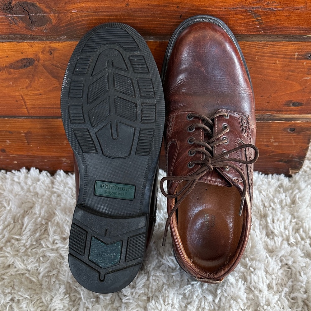 Dunham Ruggards Dark Brown Leather Waterproof Oxford Dress Men’s Shoes Sz 9.5 - Picture 3 of 10